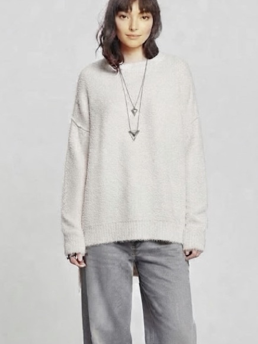 Abercrombie & Fitch Oversized White Fuzzy Sweater Size